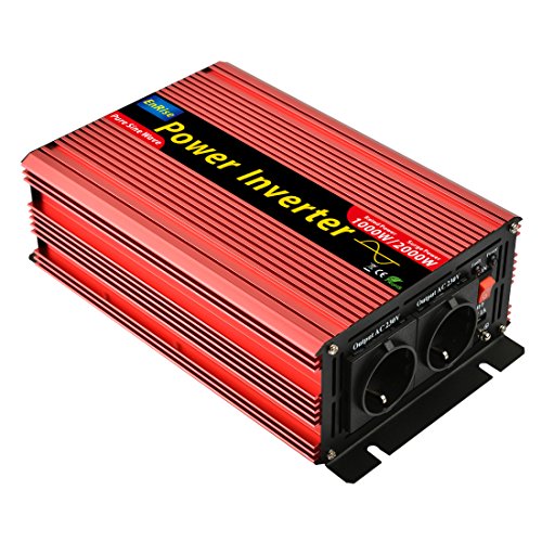 5 Meter Fernsteuerung 2500W KFZ Reiner Sinus Spannungswandler inkl Inverter Konverter mit 2 EU Steckdose und USB-Port Spitzenleistung 5000 Watt Auto Wechselrichter 12V auf 230V Umwandler