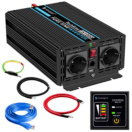 Farbe: Rot XUYUAN Auto Wechselrichter DC 12 V AC 220 V 50 Hz Auto Wechselrichter 2000 Watt Solar Wechselrichter Ladeger/ät Konverter Transformator System Eu-stecker